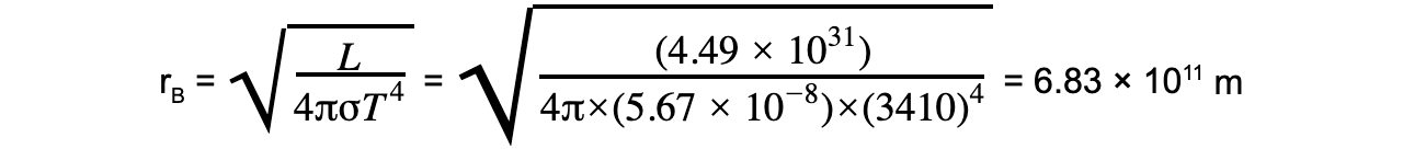 Estimating the Radius of Stars Worked Example equation 2