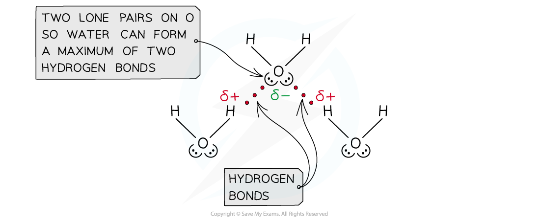 Chemical Bonding Water H-Bonds, downloadable AS & A Level Chemistry revision notes