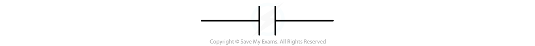 Capacitor circuit symbol, downloadable AS & A Level Physics revision notes