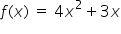 f left parenthesis x right parenthesis equals 1 over x plus fraction numerator 3 over denominator 4 x squared end fraction